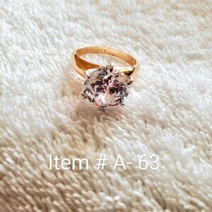 1 Beautiful 1 cubic Zirconia 18kt Gold plated diamond ring, size 6 , item # A 63